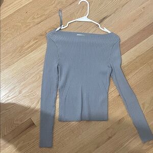 Abercrombie & Fitch Blue/Gray Ribbed Knit Top